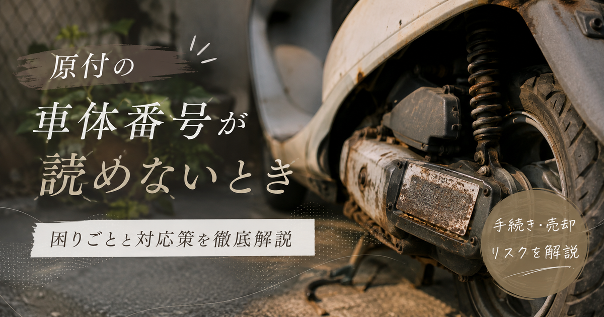 原付の車体番号が読めないときの困りごとと対応策｜手続き・売却・リスクを徹底解説！